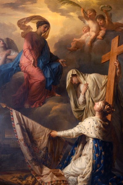 Notre-Dame du Val-de-Grace Catholic Church, Paris, France, Painting: "France Supported by Religion Consecrates to Our Lady of Glories the Flags Taken from the Enemy", Oil on Canvas by Jean-Charles Nicaise-Perrin, 1806, Ordered by Napoleon I by Unbekannt Unbekannt